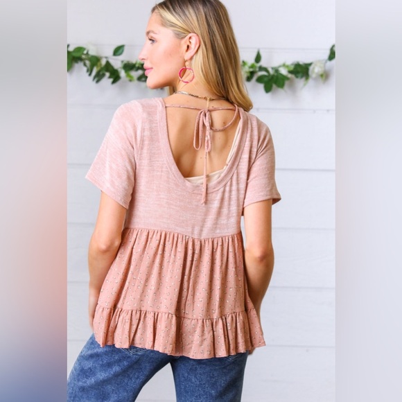Mauve Tie Back Crinkle Floral Top - Picture 1 of 16